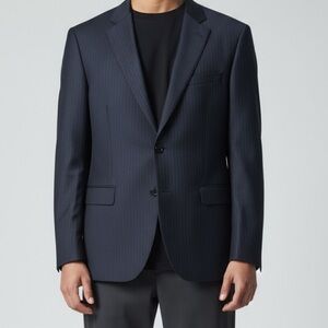 Saks Fifth Avenue Black Label Ermenegildo Zegna Wool & Silk Men's Black Blazer